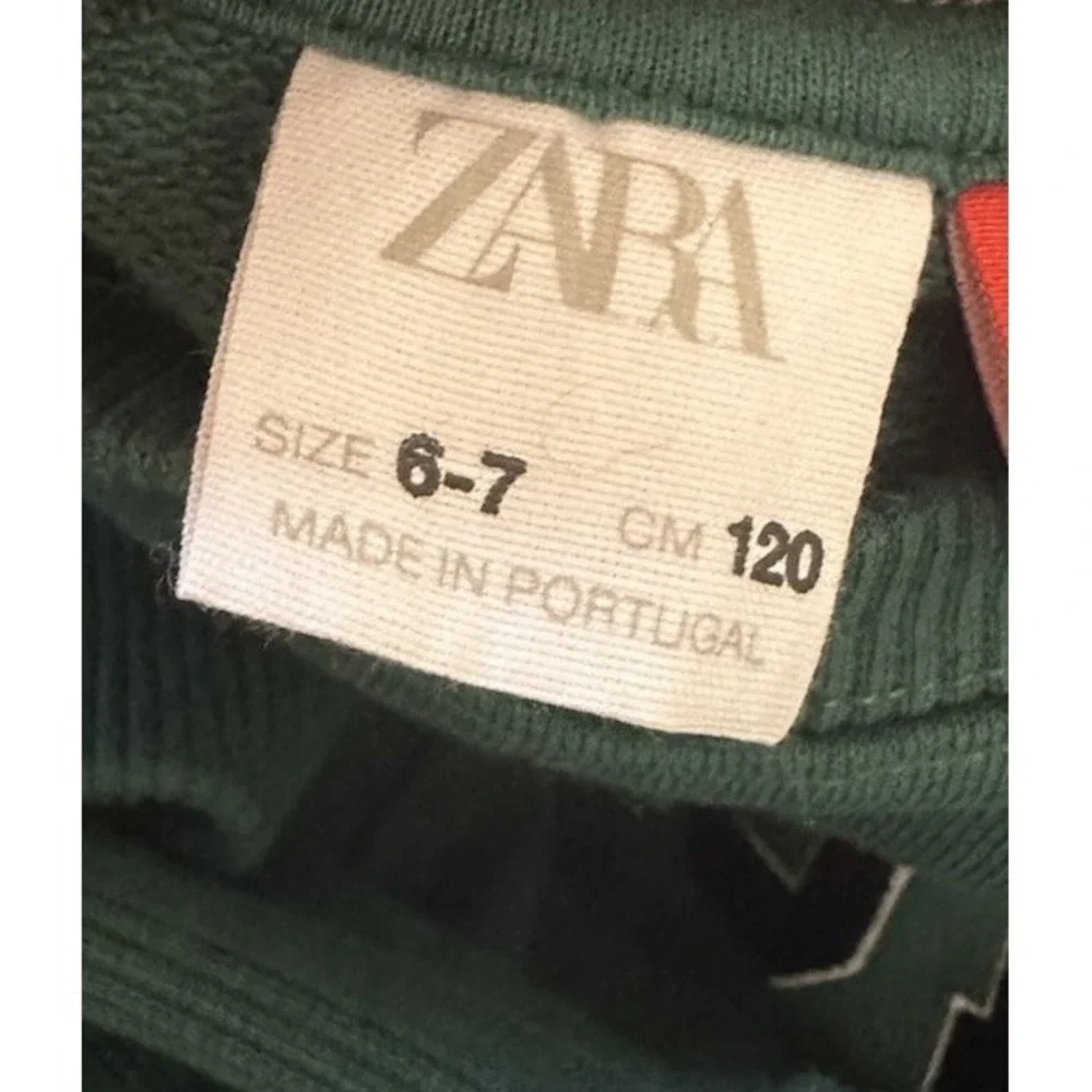 Zara Paddington Bear Crewneck Sweatshirt Kids Size 6-7 Green London Cotton New